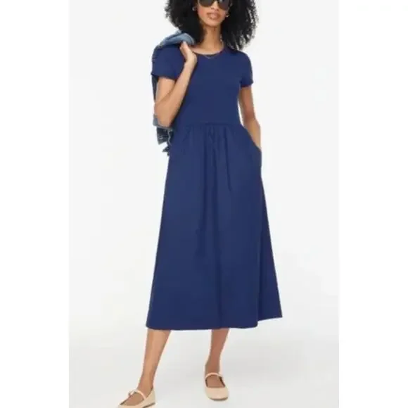 J. Crew Modest T-shirt Maxi Dress Navy Blue Size Small NEW - Picture 2 of 11